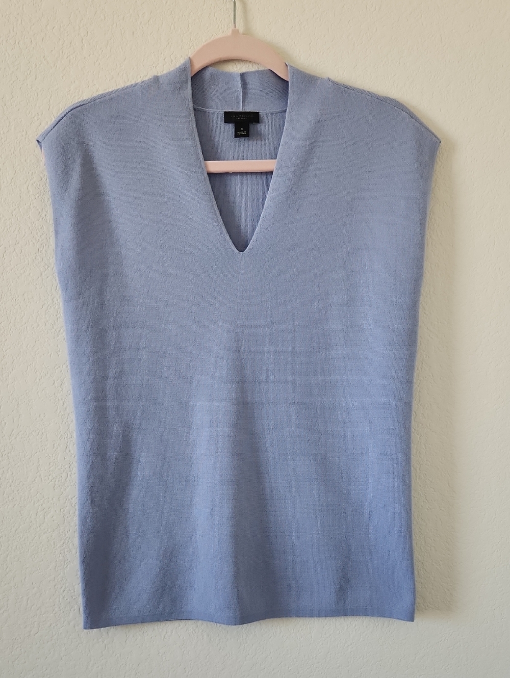Ann Taylor Factory Light Blue V-Neck Knit Shell